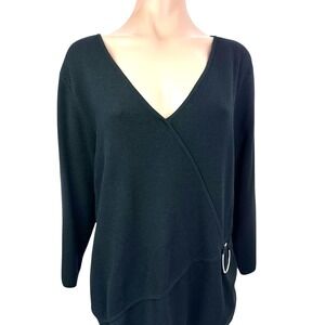 Spenser Jeremy Sweater Black Pullover Sweater Size 1X Rayon & Nylon V-Neck